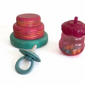 Baby Alive Sweet n Snuggly doll bottle “bubbles” wood 1st birthday cake pacifier